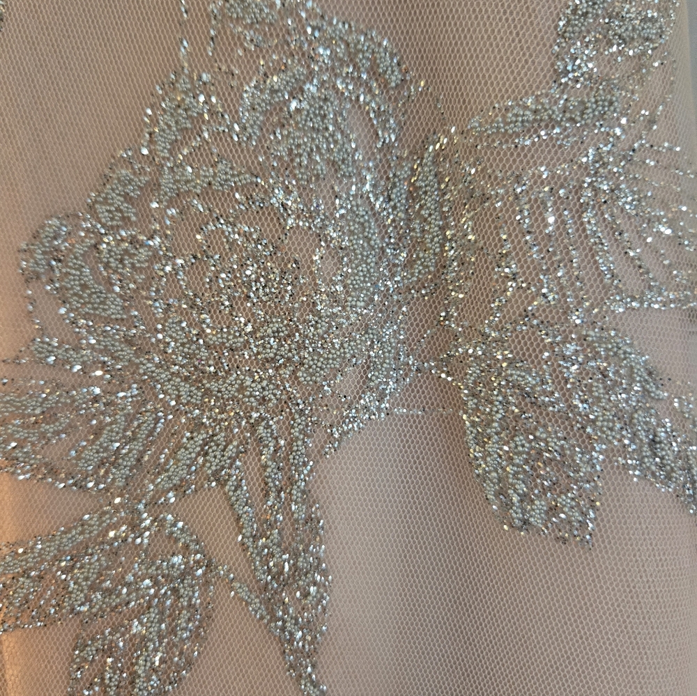 Hayley Paige Occasions Light Pink Glittery Halter Gown Size 4 - Picture 7 of 14
